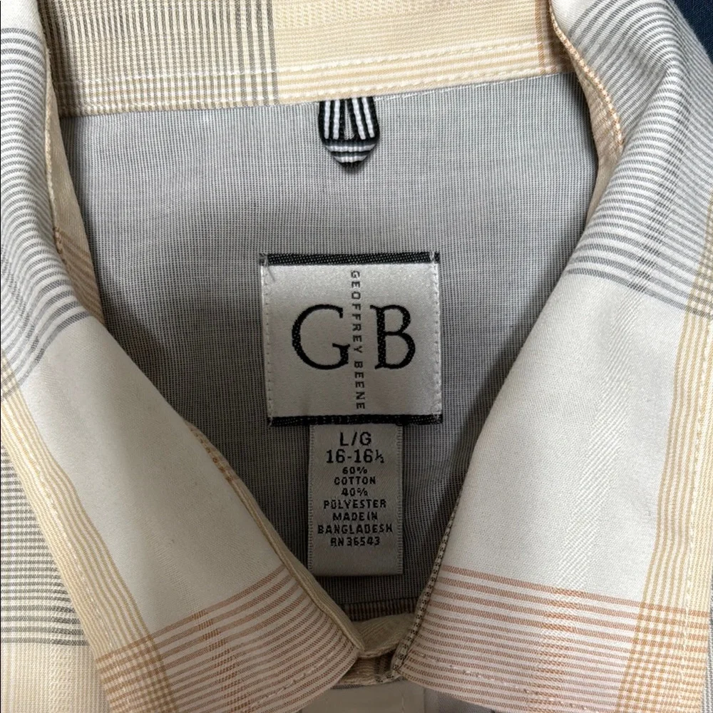Geoffrey Beene Men’s SZ L (16-16 1/2) Checkered Short Sleeve Button Down Shirt - Picture 3 of 10
